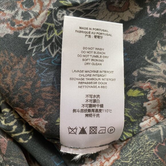 IRO Womens Top Silk Cold Shoulder Floral Blouse Peasant Cut Out Ciclan Size 40 - Picture 12 of 12